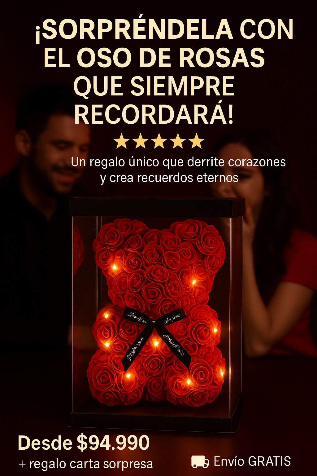 BearAmor- Oso de rosas eternas + Carta de regalo sorpresa
